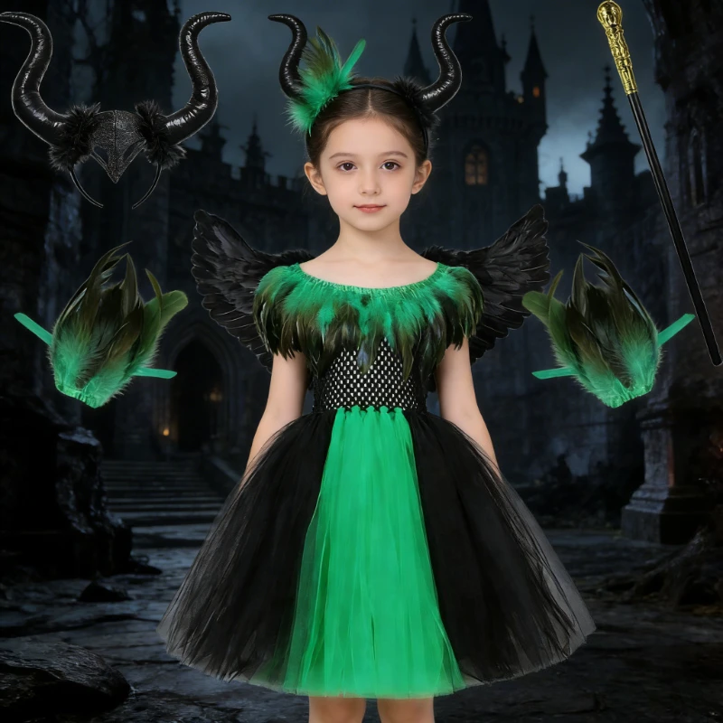 Gothic Feathers Cape Witch Long Dresses for Girls Carnival Outfit with Wings for Kids Halloween Devil Angel Full Length Costumes
Gothic Feathers Cape Witch Long Dresses for Girls Carnival Outfit with Wings for Kids Halloween Devil Angel Full Length Costumes