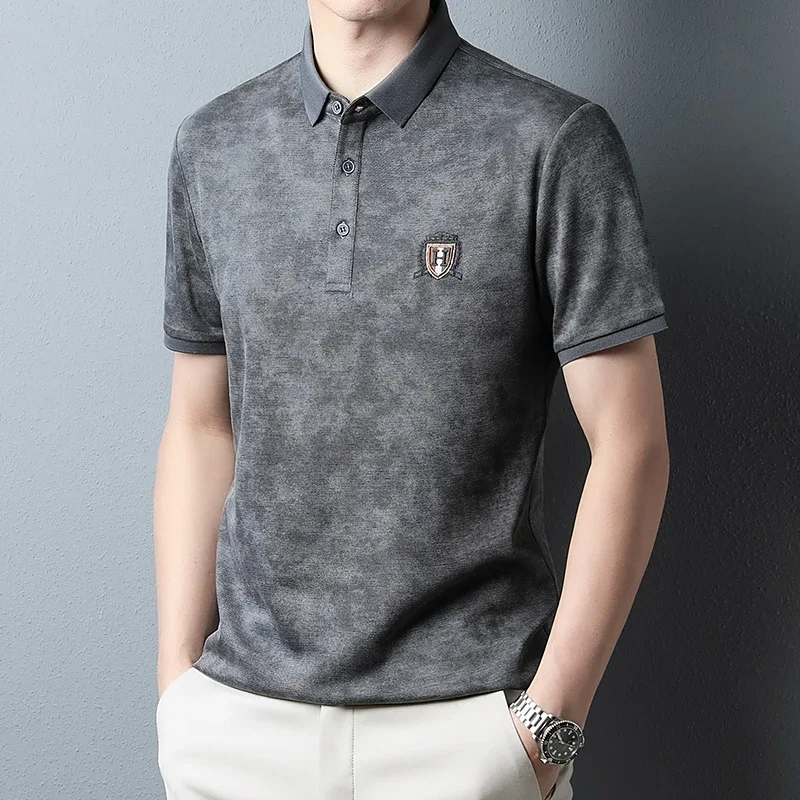 Men's Short-sleeved Large-size Loose Lapel Summer Cotton T-shirt Ice Silk High-end POLO Shirt Casual Business Top Designer
Men's Short-sleeved Large-size Loose Lapel Summer Cotton T-shirt Ice Silk High-end POLO Shirt Casual Business Top Designer
