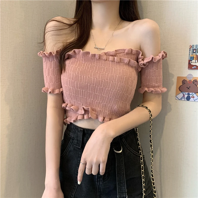 Boring Honey Off Shouder T-Shirt Knitting Crop Top European And American Style Dew Shoulder Lapels Short Sleeves Women Clothes
Boring Honey Off Shouder T-Shirt Knitting Crop Top European And American Style Dew Shoulder Lapels Short Sleeves Women Clothes
