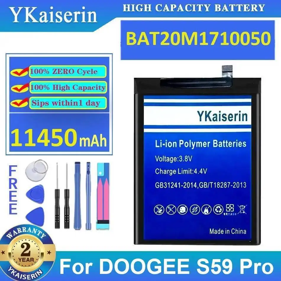 Аккумулятор мобильного телефона, высокая совместимость, BAT20M1710050, 11450 мАч, долговечная работа для Doogee S59 Pro
Аккумулятор мобильного телефона, высокая совместимость, BAT20M1710050, 11450 мАч, долговечная работа для Doogee S59 Pro