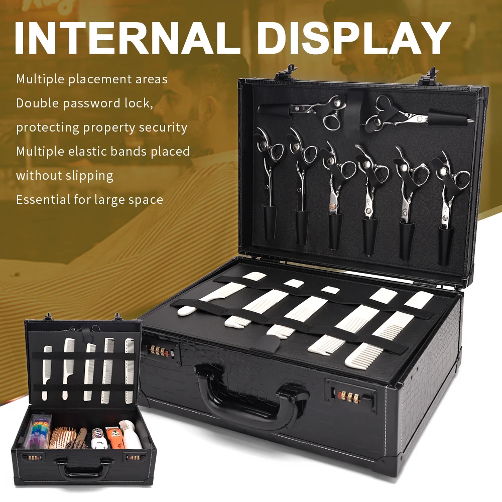 Hairdressing Multifunctional Carrying Case Crocodile Leather Toolbox Electric Push Scissors, Comb Hairdressing Tools Storage Box
Hairdressing Multifunctional Carrying Case Crocodile Leather Toolbox Electric Push Scissors, Comb Hairdressing Tools Storage Box