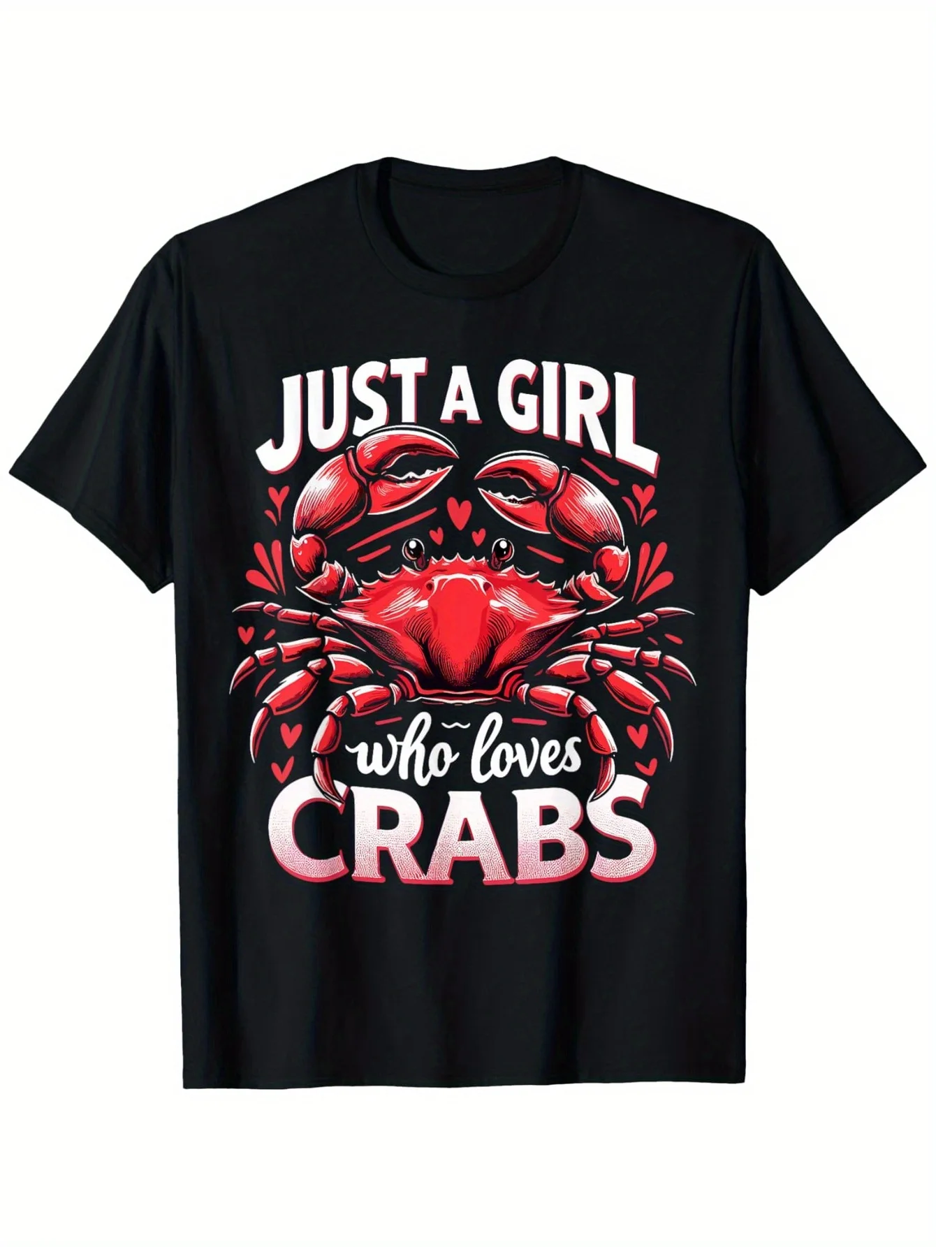 Just A Girl Who Loves Crabs Graphic T-Shirt - 100% Cotton 180gsm Breathable & Durable, Regular Fit S-XXXL, Black with Red Crab 
Just A Girl Who Loves Crabs Graphic T-Shirt - 100% Cotton 180gsm Breathable & Durable, Regular Fit S-XXXL, Black with Red Crab