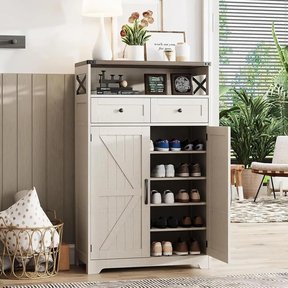 Farmhouse Storage Cabinet with 2 Drawers & Adjustable Shelves,Shoe Cabinet Storage for Entryway,Wood Shoe Rack Organizer Cabinet
Farmhouse Storage Cabinet with 2 Drawers & Adjustable Shelves,Shoe Cabinet Storage for Entryway,Wood Shoe Rack Organizer Cabinet
