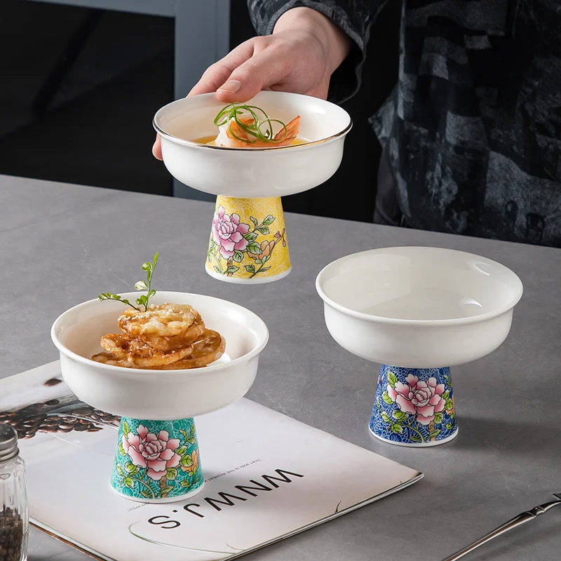 Ceramic tableware Creative dessert Dim sum bowl Hot pot restaurant small bowl Palace Hotel High footed Bowl Fruit dessert plate
Ceramic tableware Creative dessert Dim sum bowl Hot pot restaurant small bowl Palace Hotel High footed Bowl Fruit dessert plate