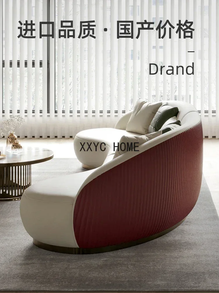 Modern Light Luxury Two-Color U-Shaped Villa Leather Sofa Semi-Curved Sofa
Modern Light Luxury Two-Color U-Shaped Villa Leather Sofa Semi-Curved Sofa