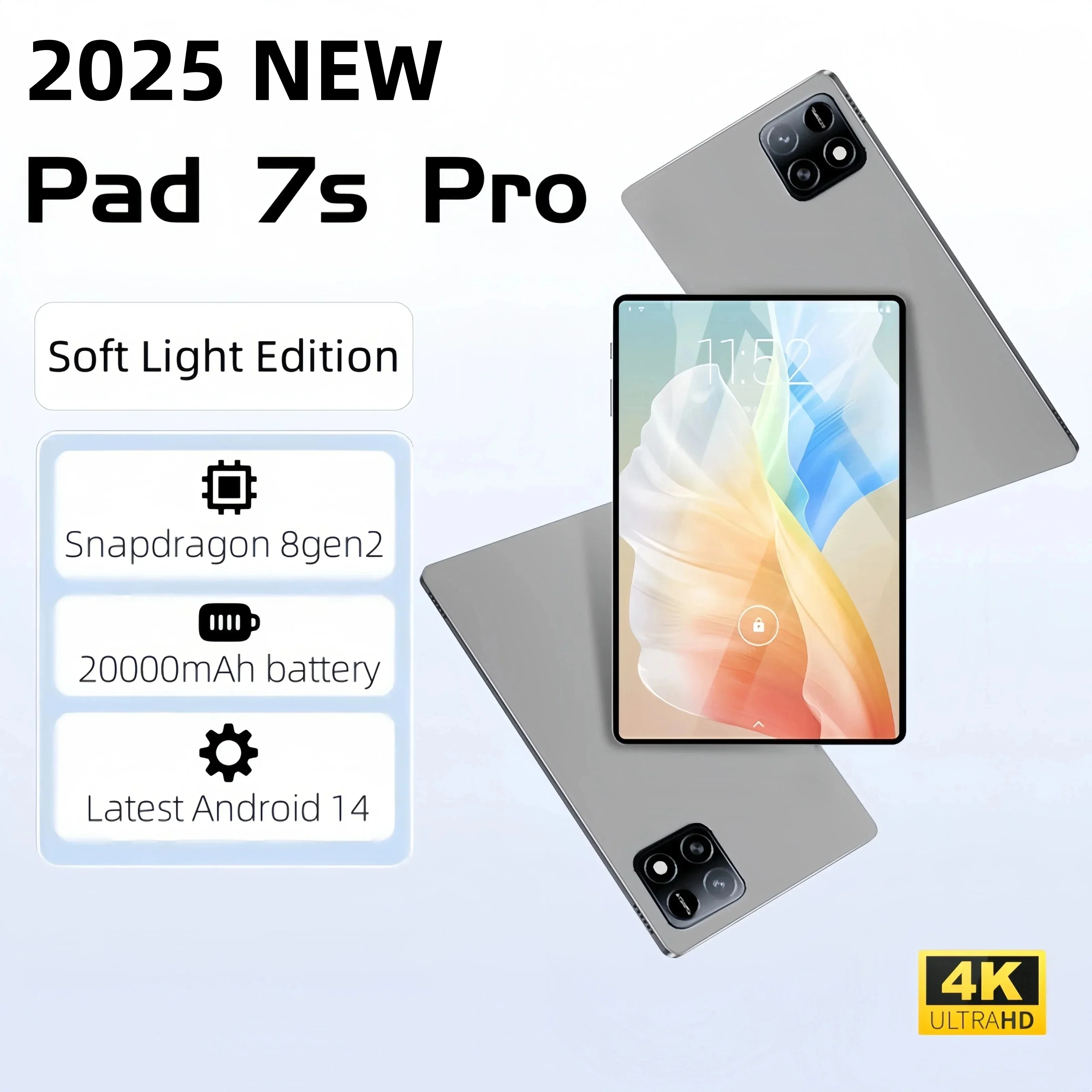 2025 New Original Pad 7S Pro Tablet Snapdragon 8 Gen 2 Android14 22GB+2TB 5G Dual SIM HD 4K WiFi GPS Tablet PC Children's Tablet
2025 New Original Pad 7S Pro Tablet Snapdragon 8 Gen 2 Android14 22GB+2TB 5G Dual SIM HD 4K WiFi GPS Tablet PC Children's Tablet