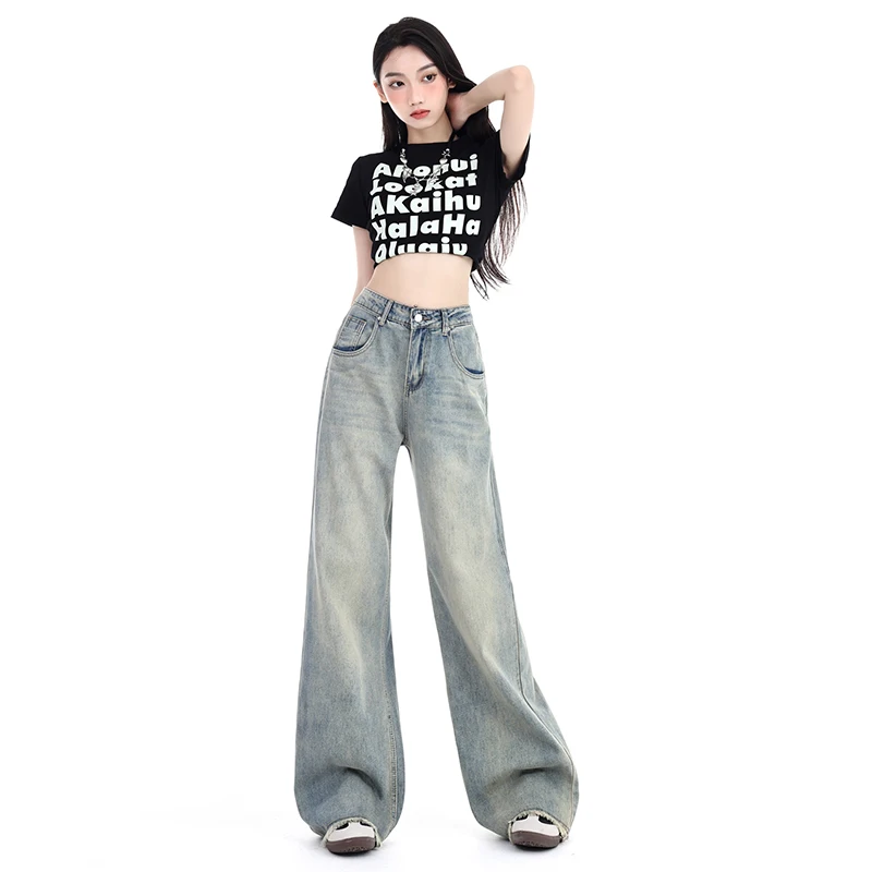 Washed High Waist Jeans for Women Fashion Loose Wide Leg Pants American Retro Hot Girl Y2k Straight Trousers 2024 New
Washed High Waist Jeans for Women Fashion Loose Wide Leg Pants American Retro Hot Girl Y2k Straight Trousers 2024 New