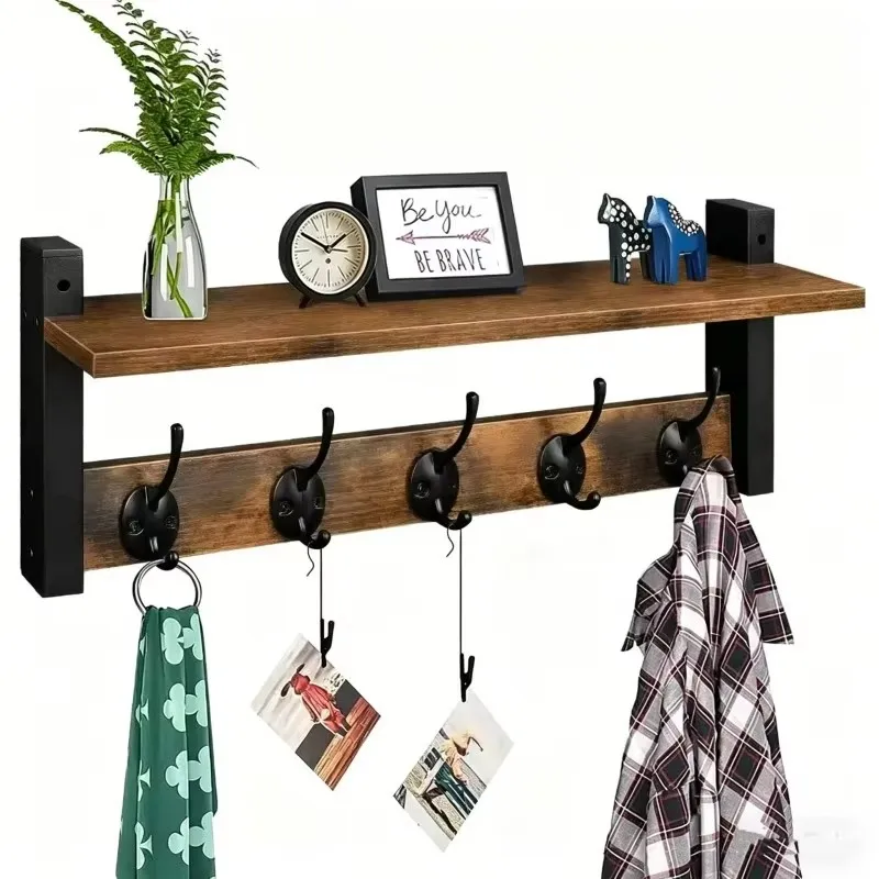 Rustic Coat Rack Shelf With 5 Hooks Storage Holder Wall Mounted Wood Floating Shelves for Entryway Living Room Bathroom Kitchen
Rustic Coat Rack Shelf With 5 Hooks Storage Holder Wall Mounted Wood Floating Shelves for Entryway Living Room Bathroom Kitchen