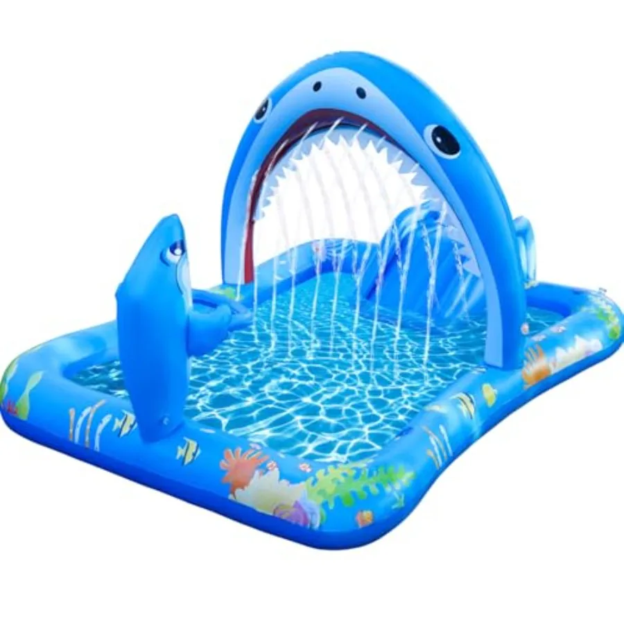Inflatable Kiddie Pool with Water Slide and Sprayers for Toddler Backyard Play Center Thickened Blue Pool with Play Ball Hoop
Inflatable Kiddie Pool with Water Slide and Sprayers for Toddler Backyard Play Center Thickened Blue Pool with Play Ball Hoop