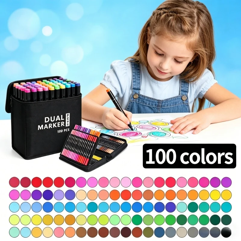 100 Colors Dual Tip Watercolor Brush Markers Pen Fineliner Calligraphy Drawing Painting Art Set Supplies for Beginners Artists
100 Colors Dual Tip Watercolor Brush Markers Pen Fineliner Calligraphy Drawing Painting Art Set Supplies for Beginners Artists
