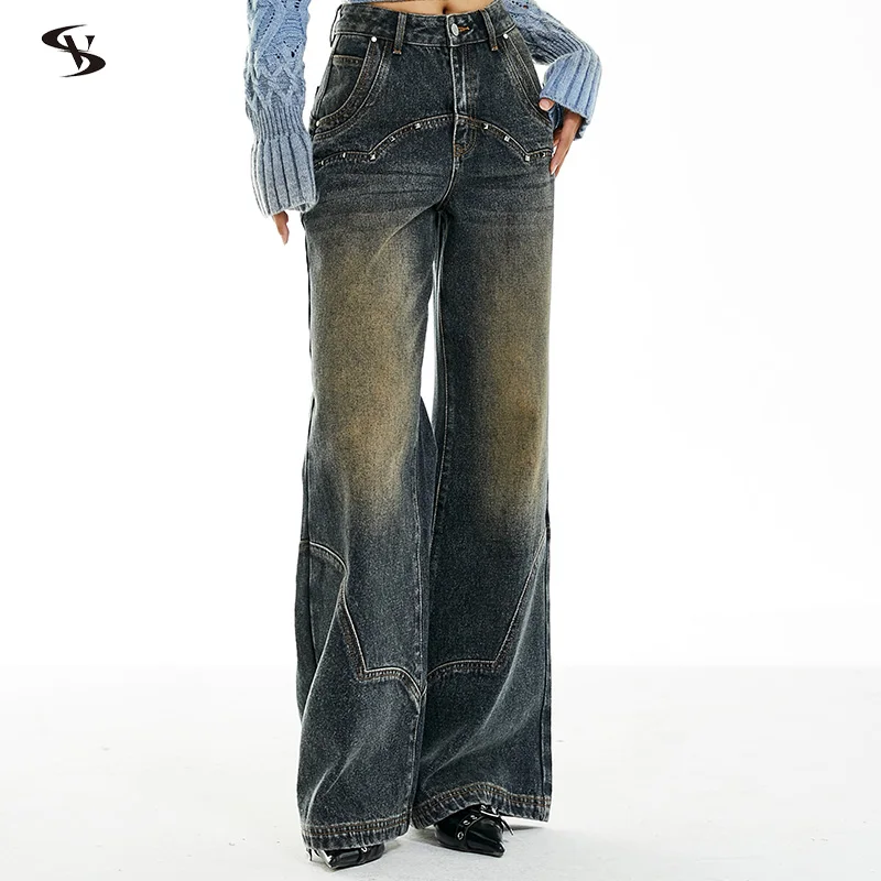 Vone eeE Early Autumn American Retro Waed adient Loose Wide Leg High Waist Jeans Long Pants Women's Vintage Blue Jeans
Vone eeE Early Autumn American Retro Waed adient Loose Wide Leg High Waist Jeans Long Pants Women's Vintage Blue Jeans