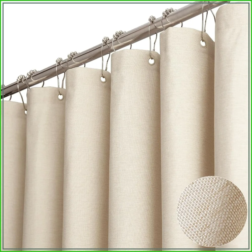 84" Linen Textured Fabric Shower Curtain, Extra Long Heavy Duty Cloth with 12 Plastic Hooks, Hotel Luxury Polyester for Bathroom, Beige/Cream
84" Linen Textured Fabric Shower Curtain, Extra Long Heavy Duty Cloth with 12 Plastic Hooks, Hotel Luxury Polyester for Bathroom, Beige/Cream