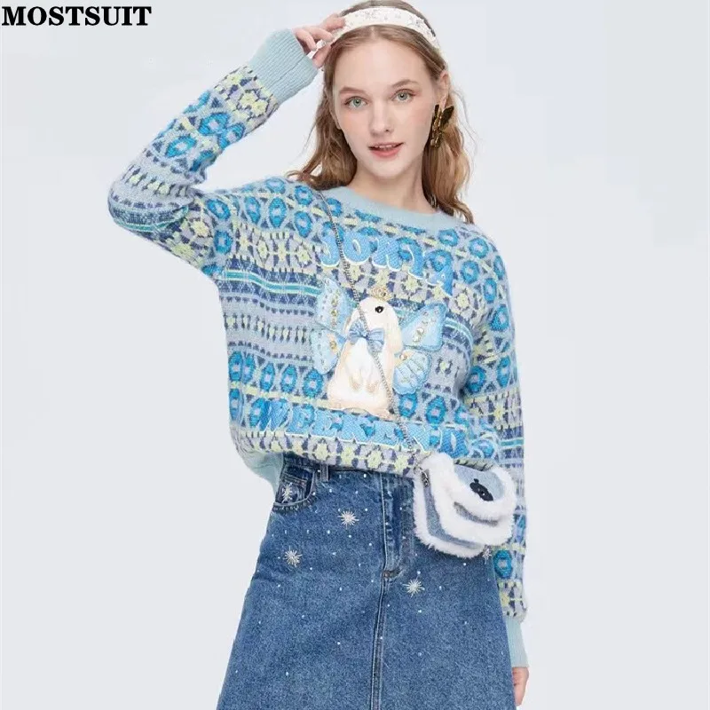 Butterfly Rabbit Stylish Chic Knit Sweater Pullover Women Elegant Fashion Vintage Knitwear 2023 Autumn Winter Long Sleeve Tops
Butterfly Rabbit Stylish Chic Knit Sweater Pullover Women Elegant Fashion Vintage Knitwear 2023 Autumn Winter Long Sleeve Tops