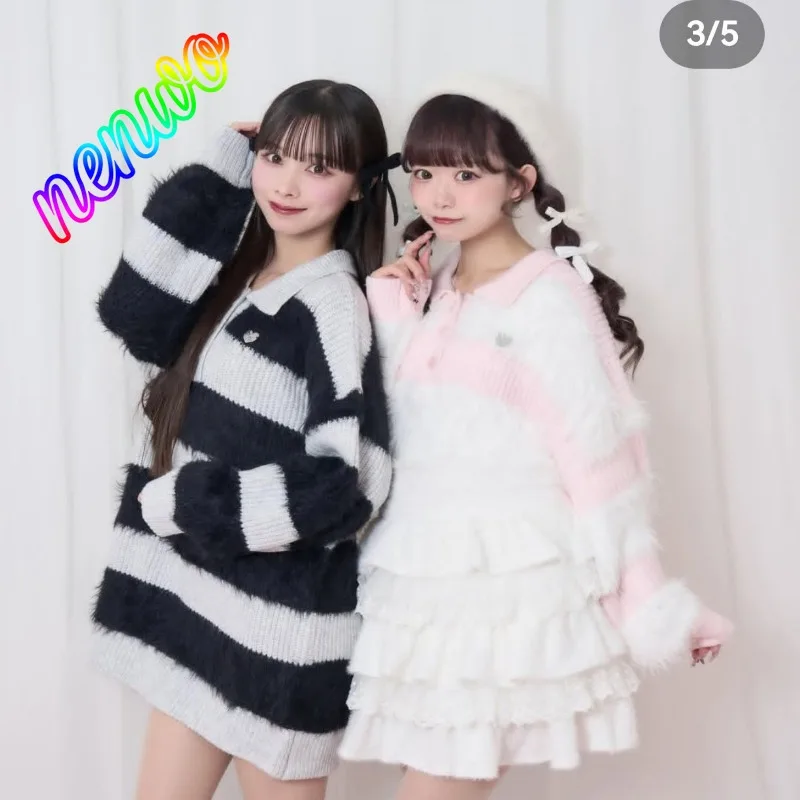 Мягкий плюшевый свитер с полосатым воротником для женщин, вязаный пуловер в японском стиле, свободный джемпер с длинными рукавами в стиле Лолита
Мягкий плюшевый свитер с полосатым воротником для женщин, вязаный пуловер в японском стиле, свободный джемпер с длинными рукавами в стиле Лолита