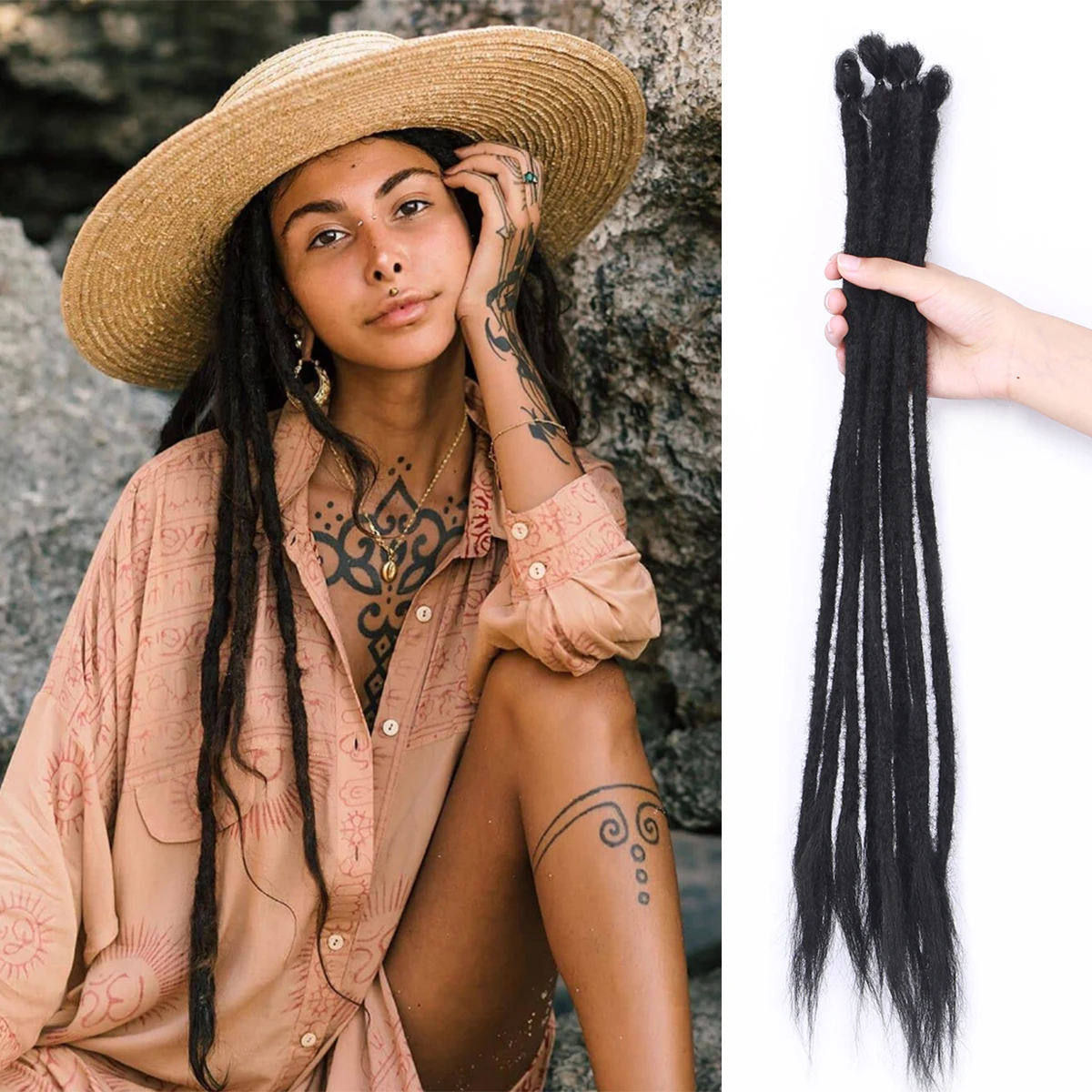 Thin 0.8cm Black Dreadlocks Extensions 22" Synthetic Crochet Braided Hair Backcombed Dreads Extensions
Thin 0.8cm Black Dreadlocks Extensions 22" Synthetic Crochet Braided Hair Backcombed Dreads Extensions