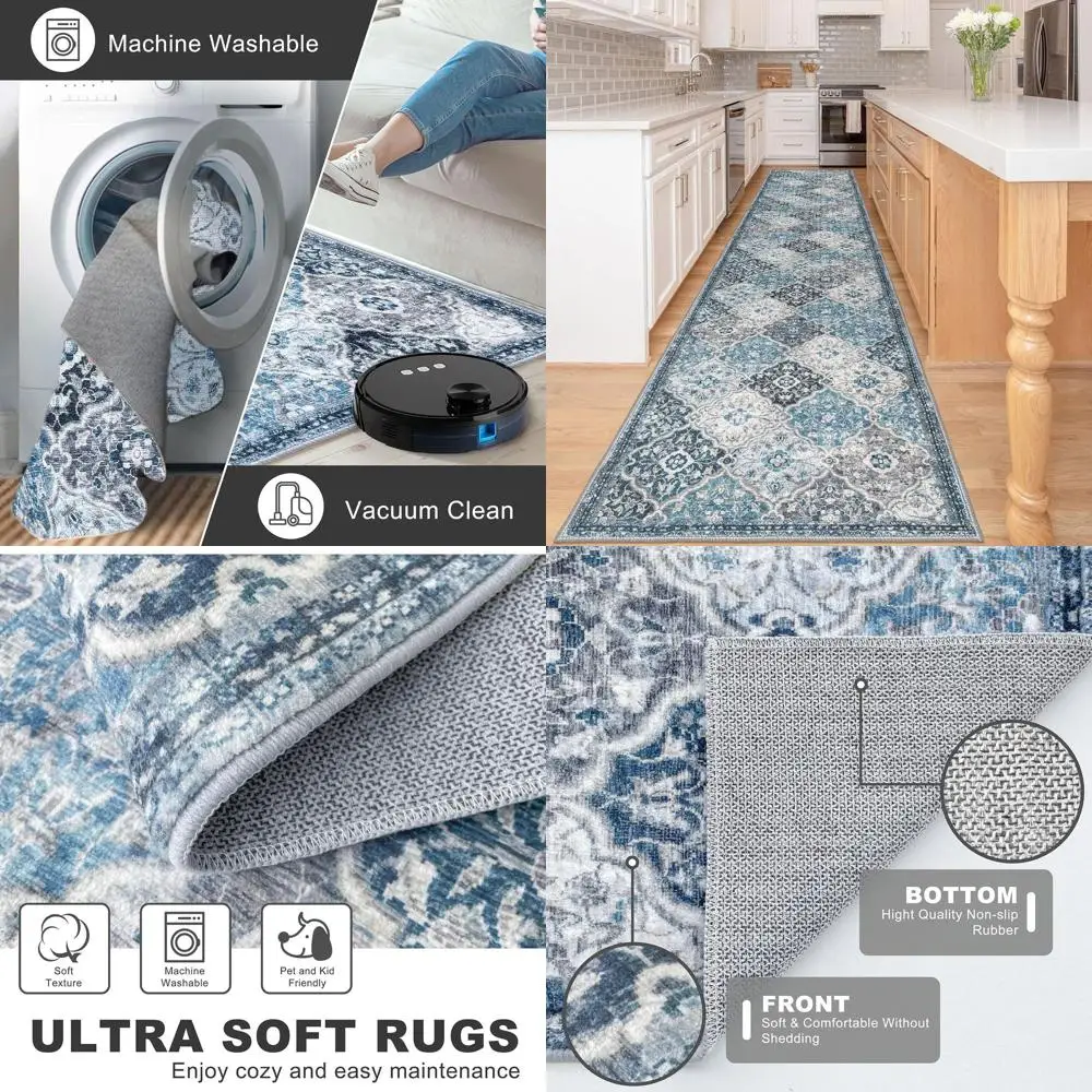 Soft 2.6x16 Faux Wool Moroccan Runner Rug, Blue/Multi Accents, Washable for Hallway, Kitchen, Laundry Room, and Bedroom
Soft 2.6x16 Faux Wool Moroccan Runner Rug, Blue/Multi Accents, Washable for Hallway, Kitchen, Laundry Room, and Bedroom