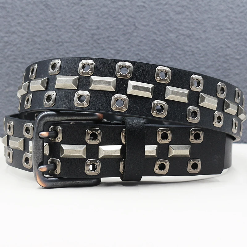 men fashion punk goth rivets belts original leather studded belt double pin buckle waistband womens designer cool strapon leash
men fashion punk goth rivets belts original leather studded belt double pin buckle waistband womens designer cool strapon leash