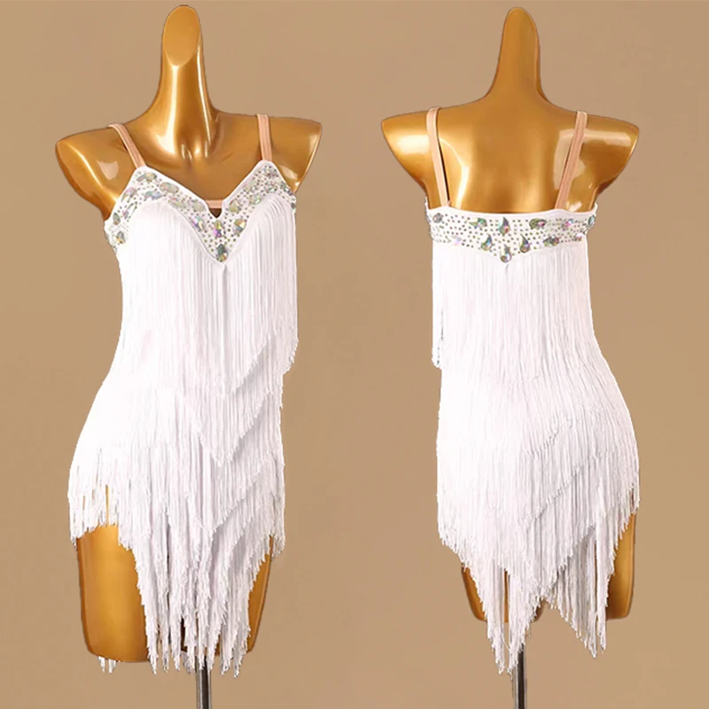 High End White Latin Dance Competition Dress Rhinestone Tassels Rumba Samba Dance Performance Clothing Girls Women Dress BL17689
High End White Latin Dance Competition Dress Rhinestone Tassels Rumba Samba Dance Performance Clothing Girls Women Dress BL17689