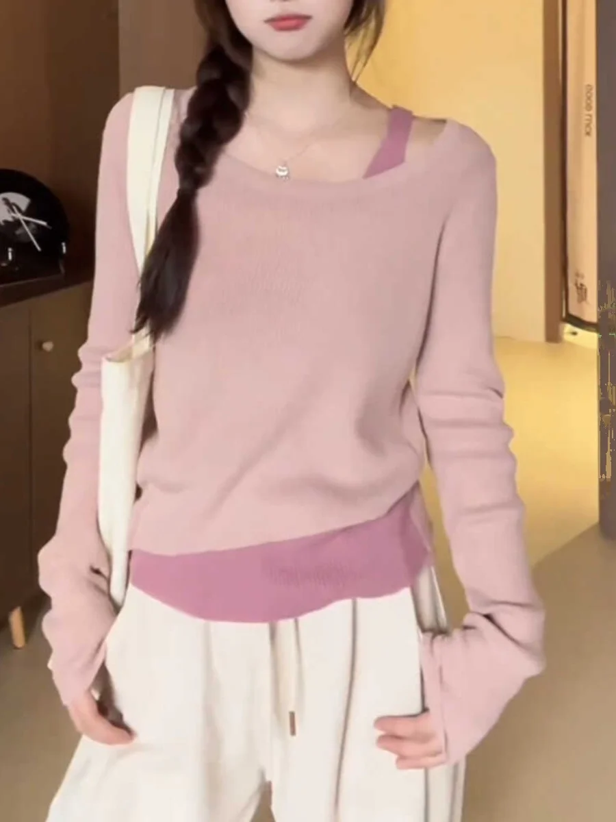 Unique Knitted Base Layer Shirt Early Spring New plus Size Conceal Meat Slimming Fake Two-Piece Long Sleeve T-Shirt Top
Unique Knitted Base Layer Shirt Early Spring New plus Size Conceal Meat Slimming Fake Two-Piece Long Sleeve T-Shirt Top