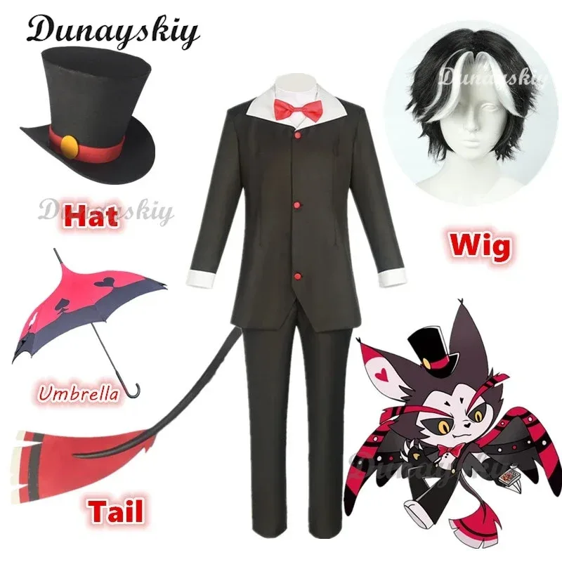 NewHusk Costume Wig Hazbin Hotel Husk Halloween Party Cosplay Black Outfits Hat Ears Eyebrows Tail Prop2025c;5,v'8.d;
NewHusk Costume Wig Hazbin Hotel Husk Halloween Party Cosplay Black Outfits Hat Ears Eyebrows Tail Prop2025c;5,v'8.d;