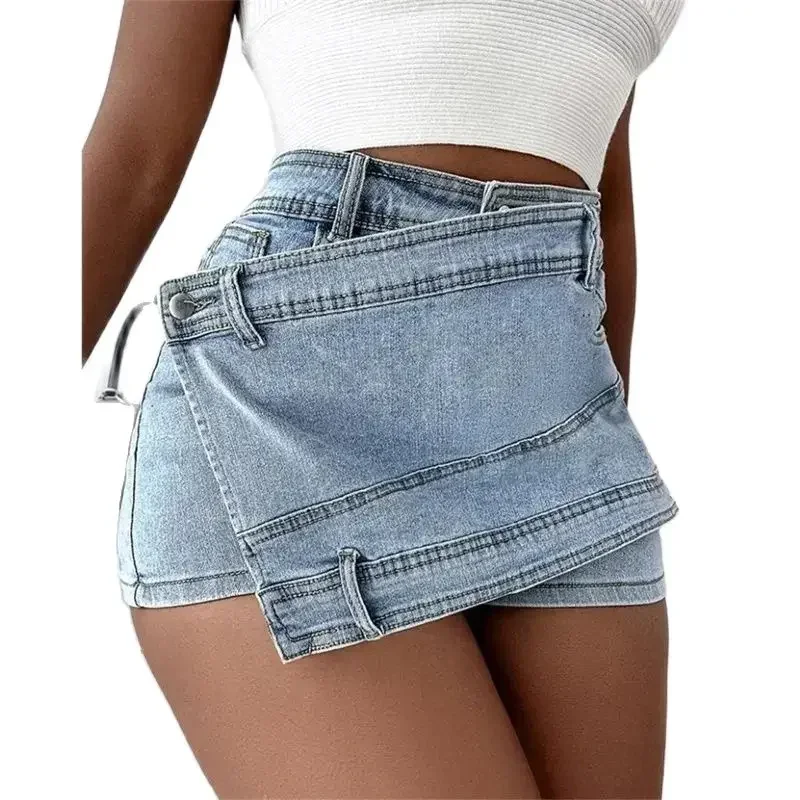 Women Front Slant Patchwork Fabric Denim Shorts High Waist Button Splice Three Quarter Pants Female Casual Mini Jeans Streetwear
Women Front Slant Patchwork Fabric Denim Shorts High Waist Button Splice Three Quarter Pants Female Casual Mini Jeans Streetwear