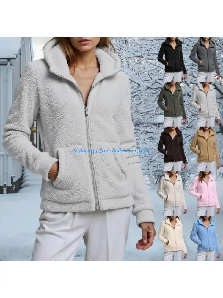 573B Women Fleece Hooded Full Zip Winter Warm Sweatshirt with Front Pockets
573B Women Fleece Hooded Full Zip Winter Warm Sweatshirt with Front Pockets