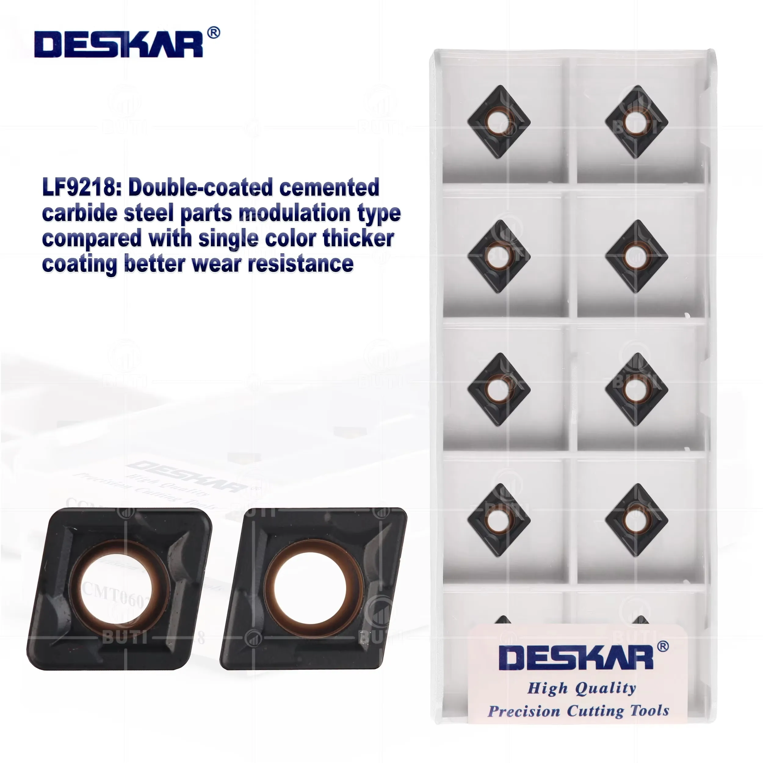 DESKAR CCMT060204 CCMT060208 LF9218 100% Original CNC Lathe Cutter Cutting Carbide Internal Turning Tool Blades For Steel Parts
DESKAR CCMT060204 CCMT060208 LF9218 100% Original CNC Lathe Cutter Cutting Carbide Internal Turning Tool Blades For Steel Parts