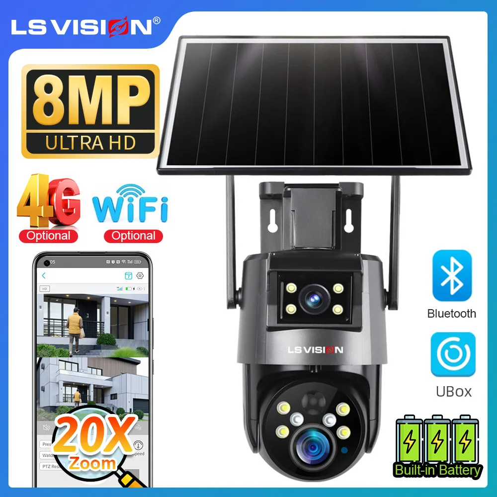 LS VISION 8MP 20X оптический зум камера безопасности на солнечной энергии 4G/WiFi двойной экран обнаружения движения 2-сторонняя аудиокамера видеонаблюдения Waterpoof
LS VISION 8MP 20X оптический зум камера безопасности на солнечной энергии 4G/WiFi двойной экран обнаружения движения 2-сторонняя аудиокамера видеонаблюдения Waterpoof