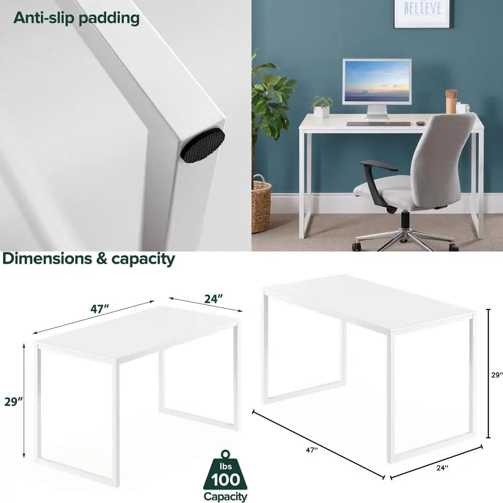47 White Desk, Computer Workstation, Office Desk, Easy Assembly
47 White Desk, Computer Workstation, Office Desk, Easy Assembly