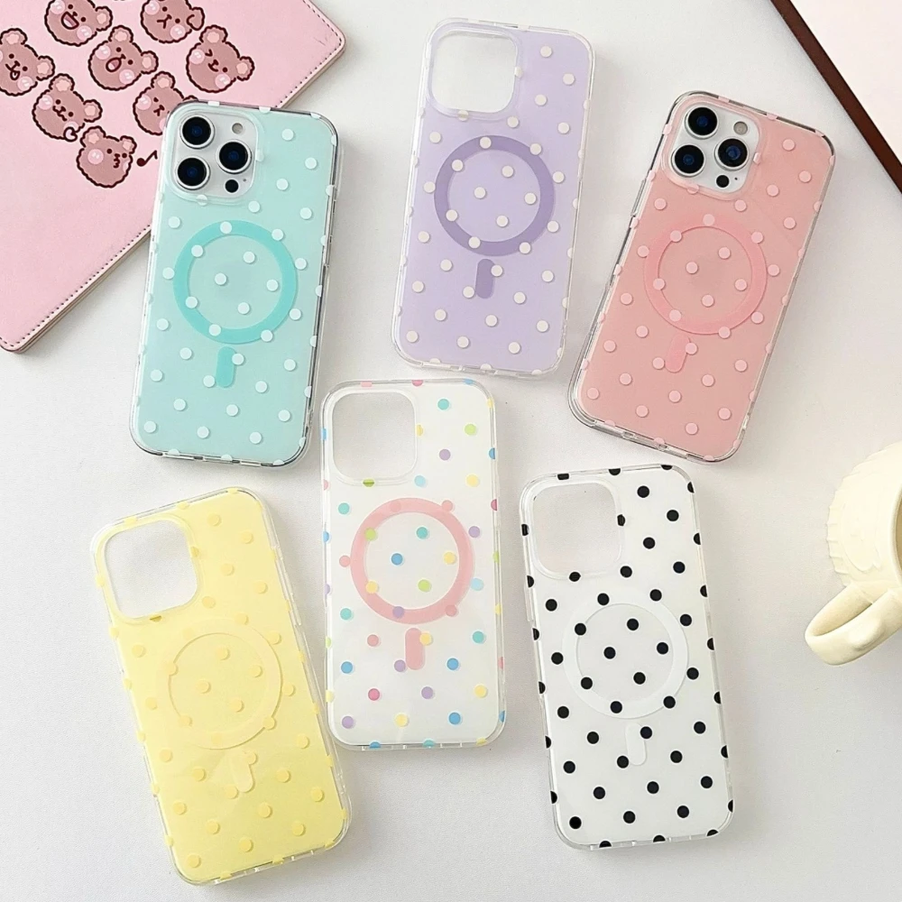For iPhone 17 16 Plus 15 14 13 ProMax for MagSafe Magnetic Cute Candy Color Polka Dot Phone Case, Shockproof All-inclusive Cover
For iPhone 17 16 Plus 15 14 13 ProMax for MagSafe Magnetic Cute Candy Color Polka Dot Phone Case, Shockproof All-inclusive Cover