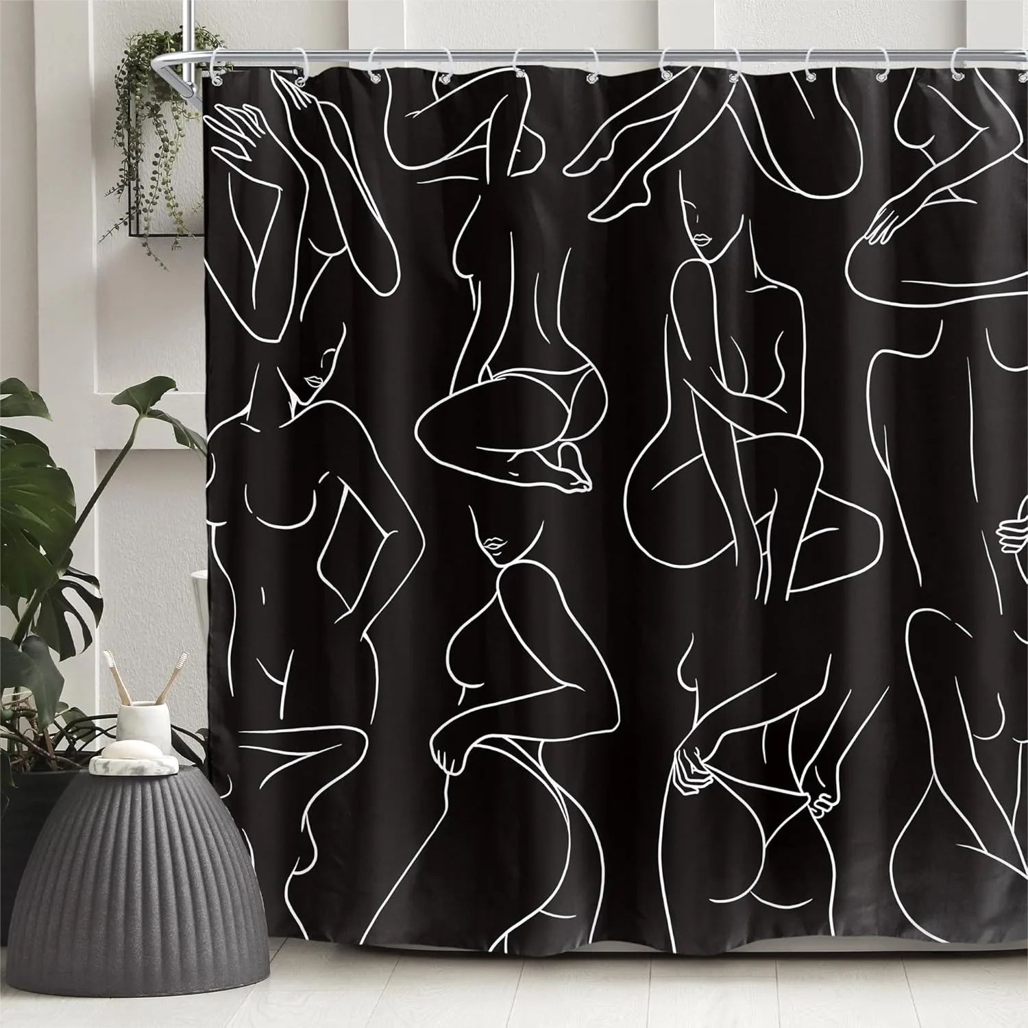 Black and White Shower Curtain 72x72 Inch Waterproof Polyester Fabric with Abstract Women Line Art, 12 Hooks
Black and White Shower Curtain 72x72 Inch Waterproof Polyester Fabric with Abstract Women Line Art, 12 Hooks