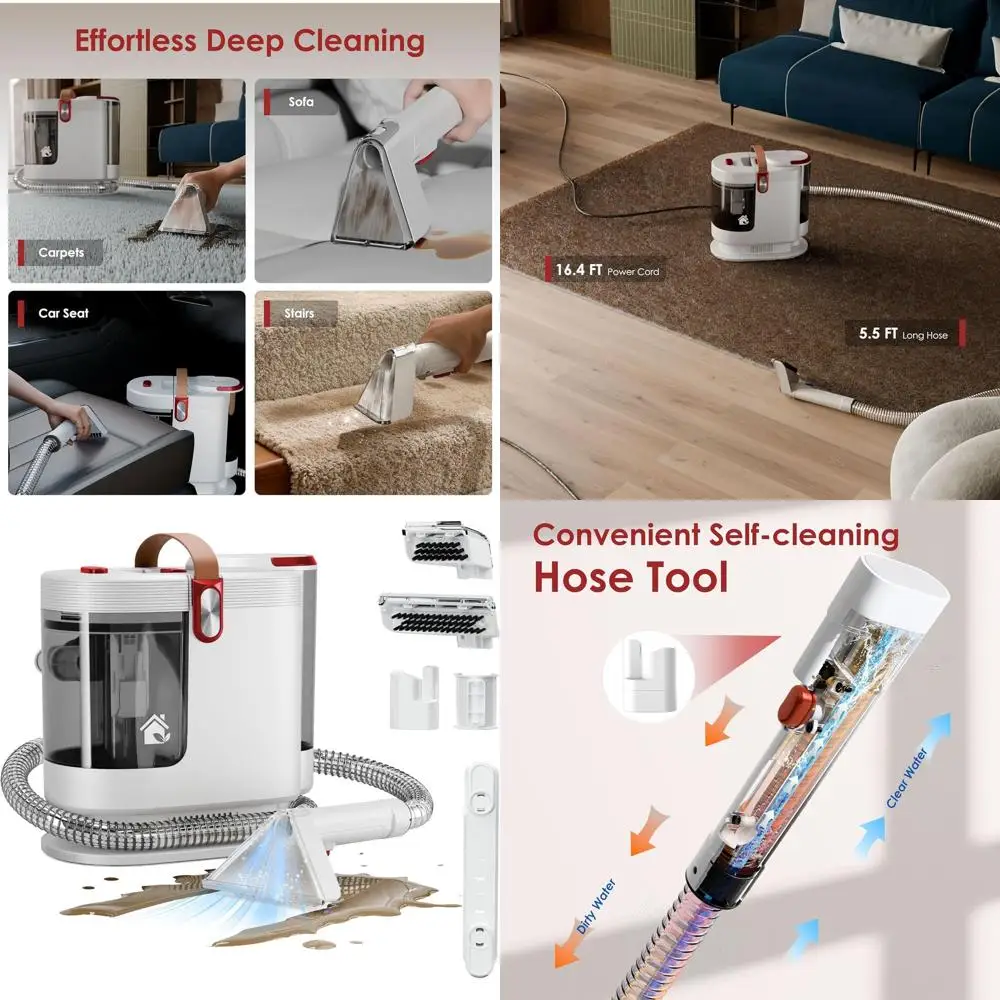 Upholstery and Carpet Cleaner, 15Kpa Spot Cleaner for Deep Cleaning Pet Stains, 3-Tool Kit with Self-Cleaning System for Area Ru
Upholstery and Carpet Cleaner, 15Kpa Spot Cleaner for Deep Cleaning Pet Stains, 3-Tool Kit with Self-Cleaning System for Area Ru