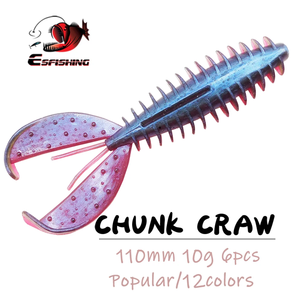 ESFISHING Soft Lures Chunk Craw 6pcs 110mm Wholesale Soft Baits Wobblers For Fishing Trolling Trout Wobblers
ESFISHING Soft Lures Chunk Craw 6pcs 110mm Wholesale Soft Baits Wobblers For Fishing Trolling Trout Wobblers