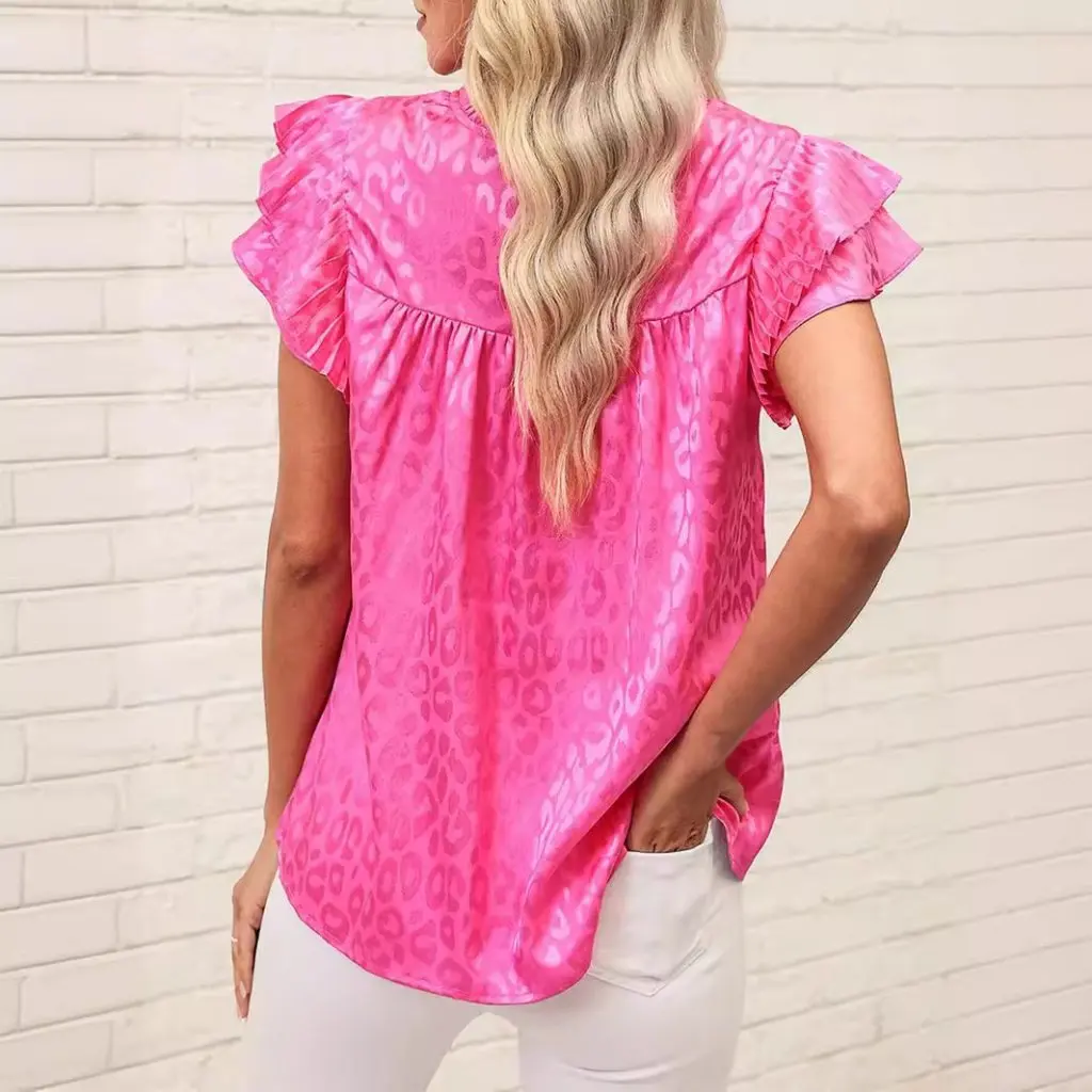 Women's Summer Fashion Printed Top Lotus Leaf Sleeve Wave Collar All-match Casual T-shirt for European And American Market
Women's Summer Fashion Printed Top Lotus Leaf Sleeve Wave Collar All-match Casual T-shirt for European And American Market