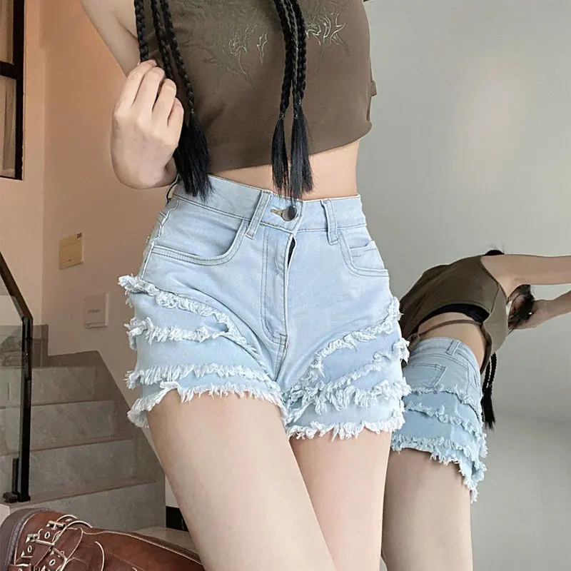 High Street American Layered Spliced Denim Shorts Summer High Waist Women's Clothing Fashion Rough Selvage Basic A-Line Shorts
High Street American Layered Spliced Denim Shorts Summer High Waist Women's Clothing Fashion Rough Selvage Basic A-Line Shorts