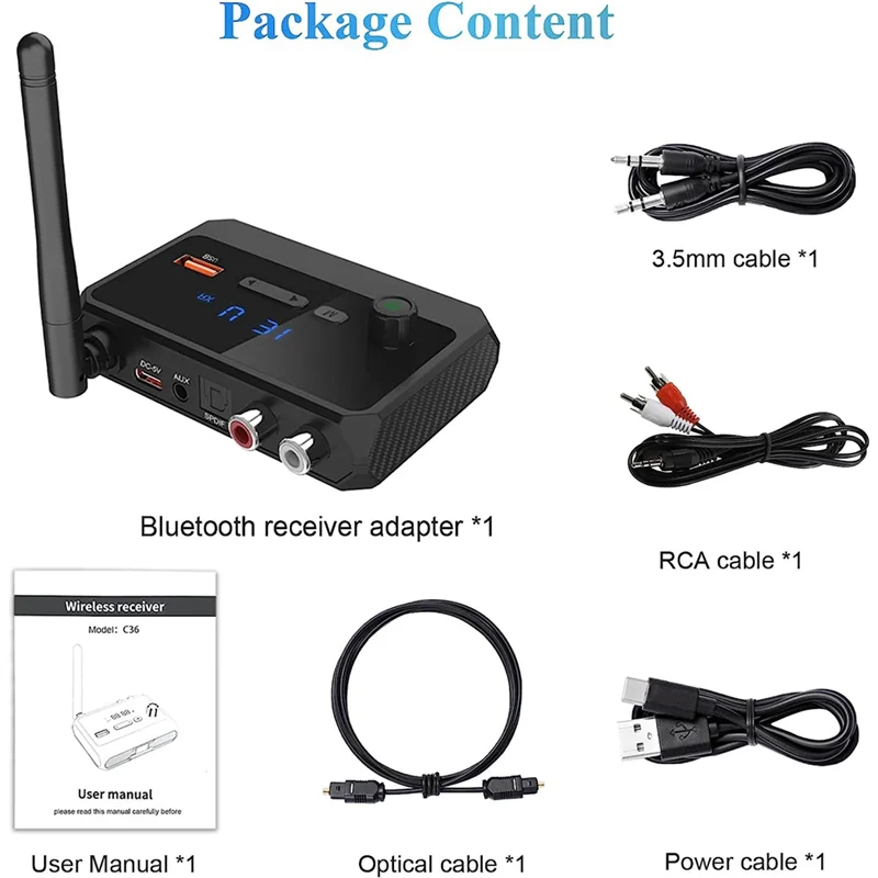 AB54-Bluetooth Adapter for Stereo Receiver - Bluetooth 5.3 Receiver, Wireless Audio Adapter for Home Stereo
AB54-Bluetooth Adapter for Stereo Receiver - Bluetooth 5.3 Receiver, Wireless Audio Adapter for Home Stereo