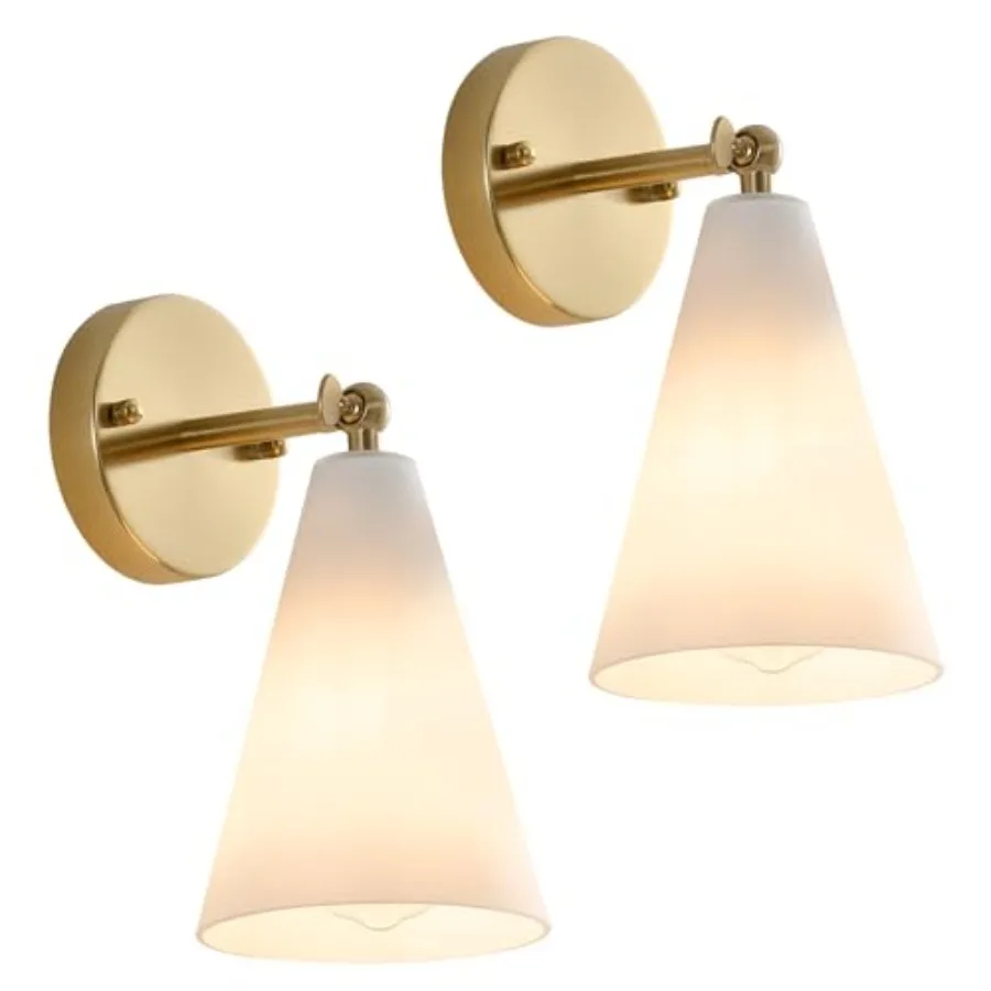 Gold Wall Sconces Set of 2, Modern Brushed Brass Sconces Lighting with White Glass Shade, Bathroom Light Fixtures Over Mirror,
Gold Wall Sconces Set of 2, Modern Brushed Brass Sconces Lighting with White Glass Shade, Bathroom Light Fixtures Over Mirror,
