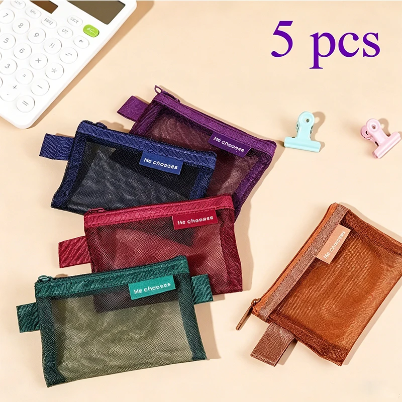 5-Pack Retro Colorful Nylon Square Mesh Storage Bags Zipper Change Purse Transparent Back-to-School Supplies Organization
5-Pack Retro Colorful Nylon Square Mesh Storage Bags Zipper Change Purse Transparent Back-to-School Supplies Organization