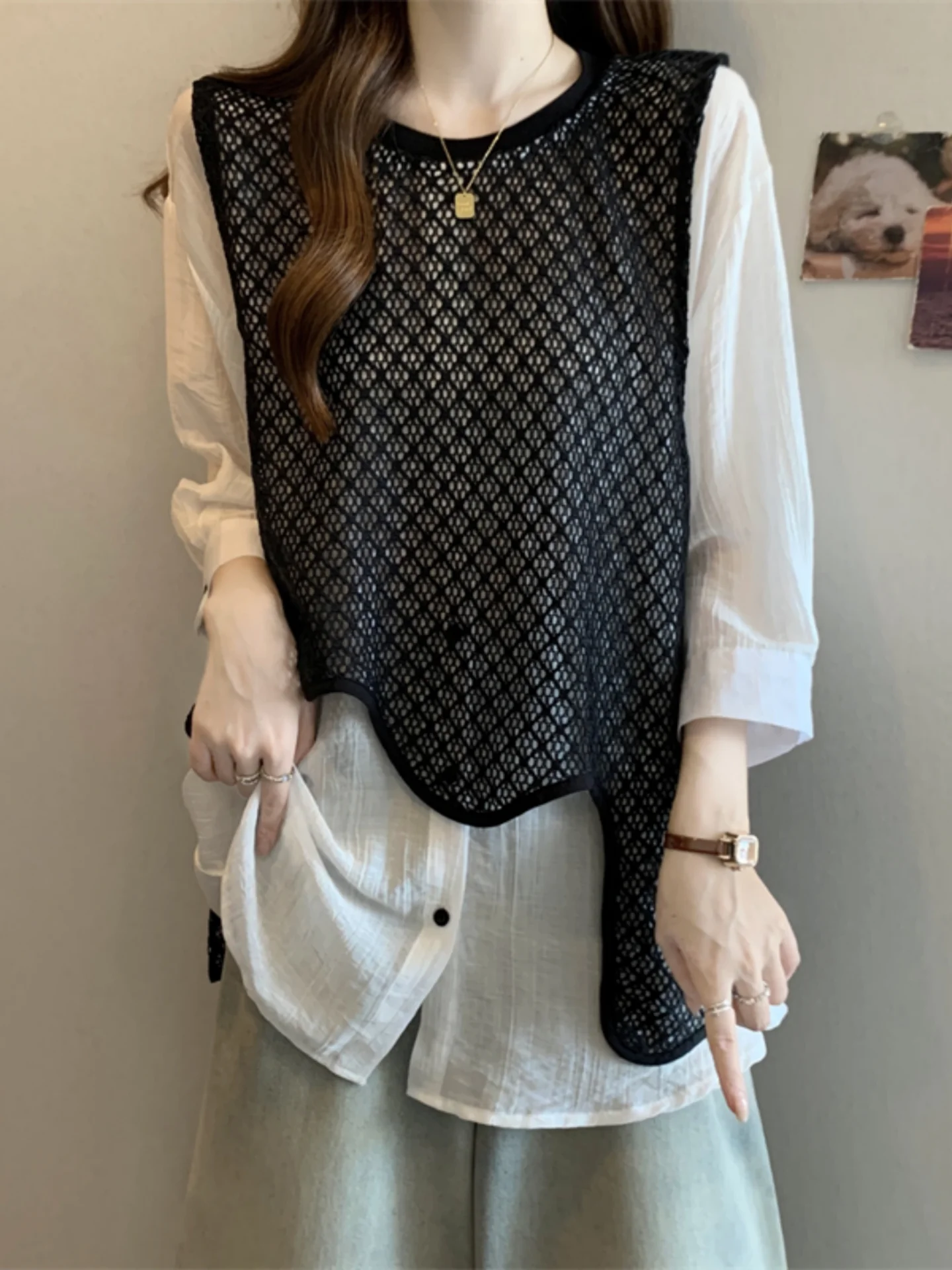 Women's Summer Shirt Sun Protection Half Sleeve Arm Covering Slimming Fake Two-Piece Vest Top Breathable Korean Style Loose Fit
Women's Summer Shirt Sun Protection Half Sleeve Arm Covering Slimming Fake Two-Piece Vest Top Breathable Korean Style Loose Fit
