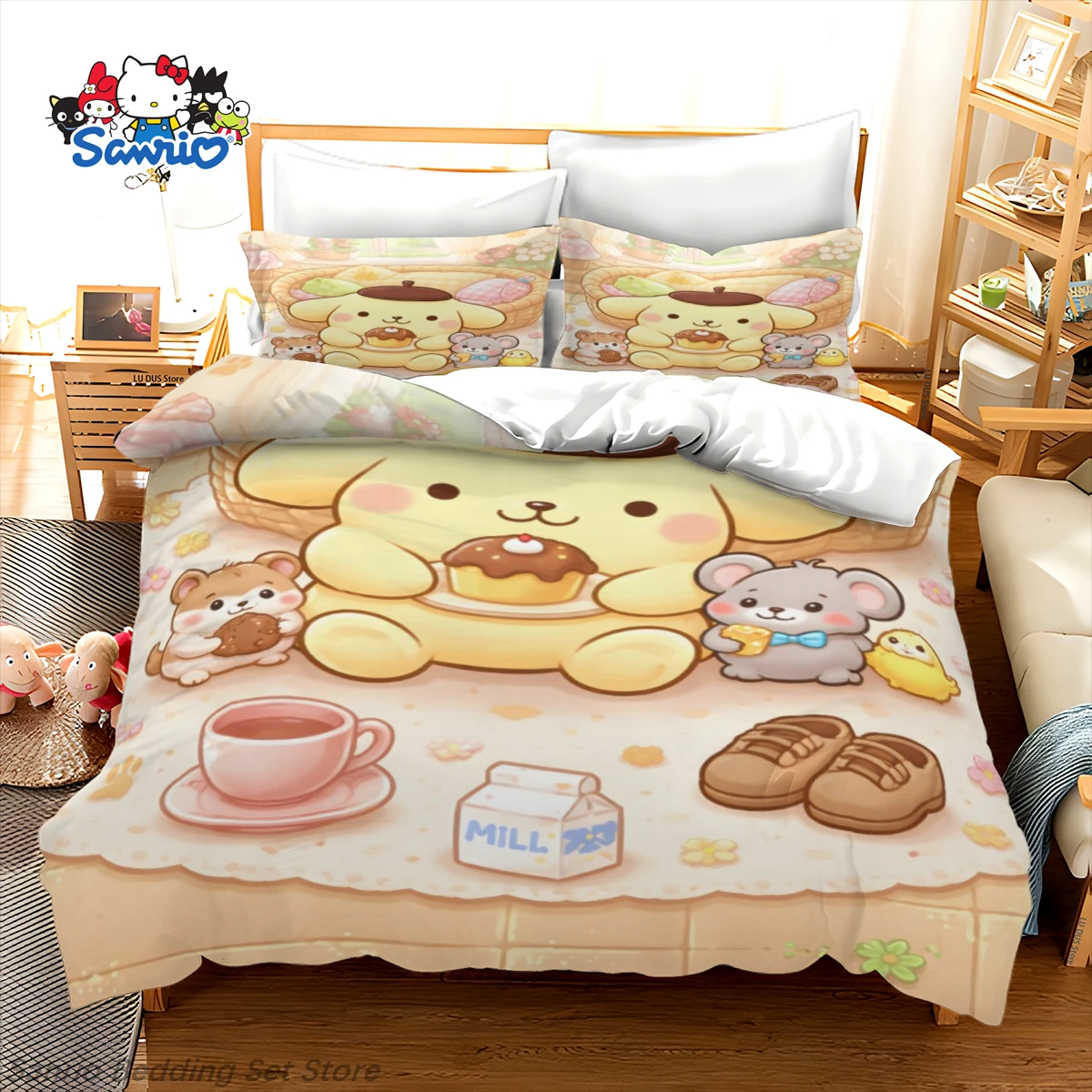 Cute Sanrio Pompompurin Duvet Cover with 2 Pillowcases Japanese Anime Pompompurin Bedding Set for Kids Gift Quilt Cover
Cute Sanrio Pompompurin Duvet Cover with 2 Pillowcases Japanese Anime Pompompurin Bedding Set for Kids Gift Quilt Cover