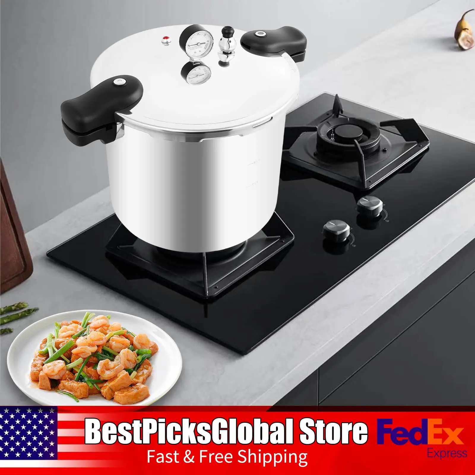 22L/23Qt Aluminum Alloy Pressure Cooker, 90KPA Fast Cooking, Thickened Explosion-Proof High Pressure Cooker for Kitchen
22L/23Qt Aluminum Alloy Pressure Cooker, 90KPA Fast Cooking, Thickened Explosion-Proof High Pressure Cooker for Kitchen