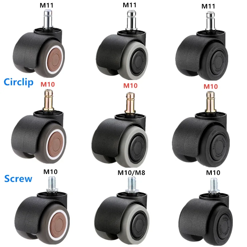 5 Pcs/Lot Circlip/Screw M8/M10/M11 Rubber Swivel Chair Universal Wheel Mute Pulley Computer Office Seat Double Bearing 2 Inch
5 Pcs/Lot Circlip/Screw M8/M10/M11 Rubber Swivel Chair Universal Wheel Mute Pulley Computer Office Seat Double Bearing 2 Inch