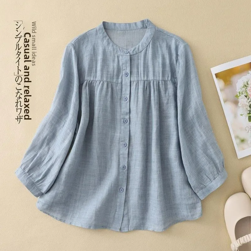 Loose Fit Cotton Linen Shirt Women's Spring Summer Thin Style Button up Slimming Seven Quarter Sleeve Shirt Casual Commute Style
Loose Fit Cotton Linen Shirt Women's Spring Summer Thin Style Button up Slimming Seven Quarter Sleeve Shirt Casual Commute Style