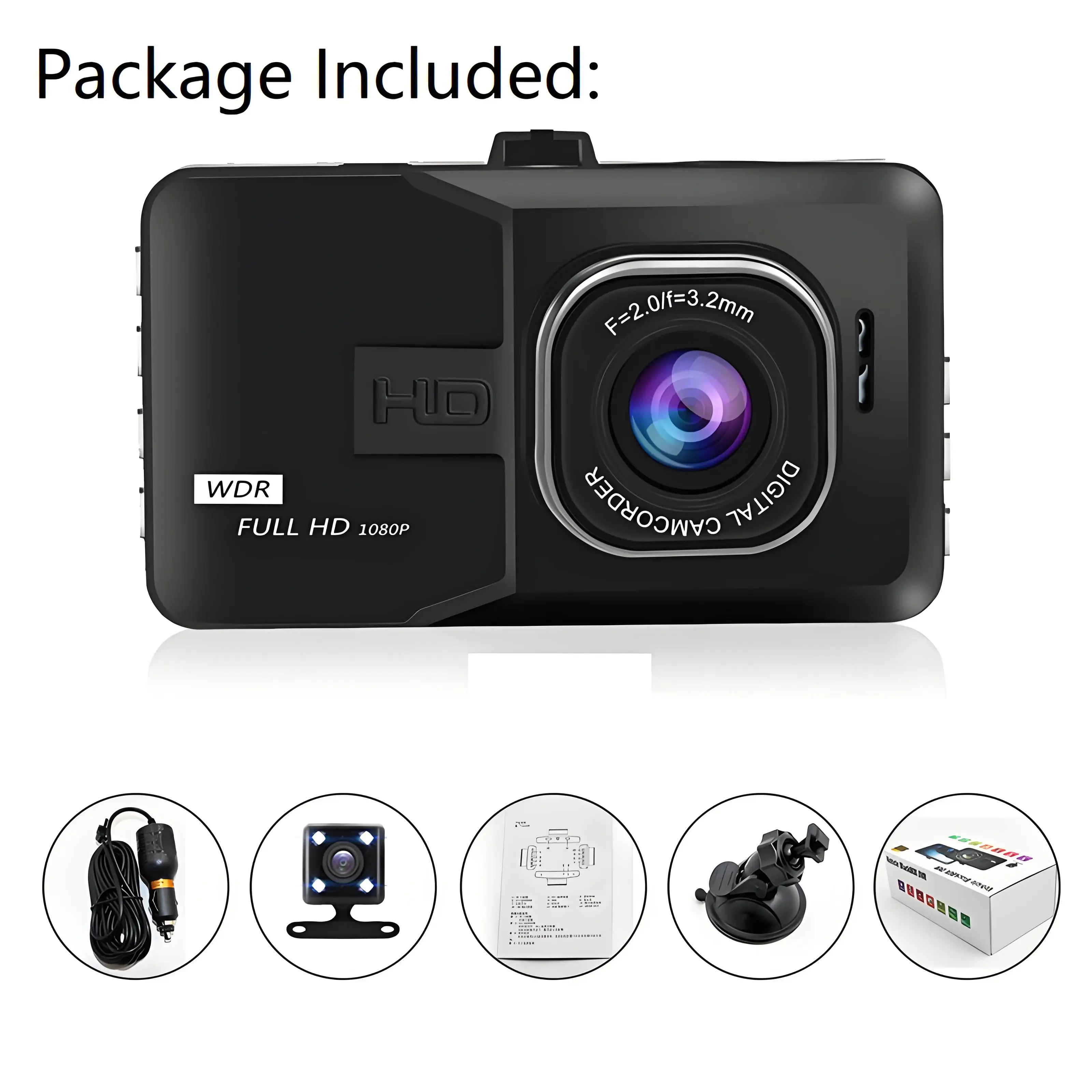 1080P Dash Camera Loop Recording Car Vehicle HD DVR Video Recorder Dashcam DVR Driving Recorder Camn Front Rear Side 24H Parking
1080P Dash Camera Loop Recording Car Vehicle HD DVR Video Recorder Dashcam DVR Driving Recorder Camn Front Rear Side 24H Parking