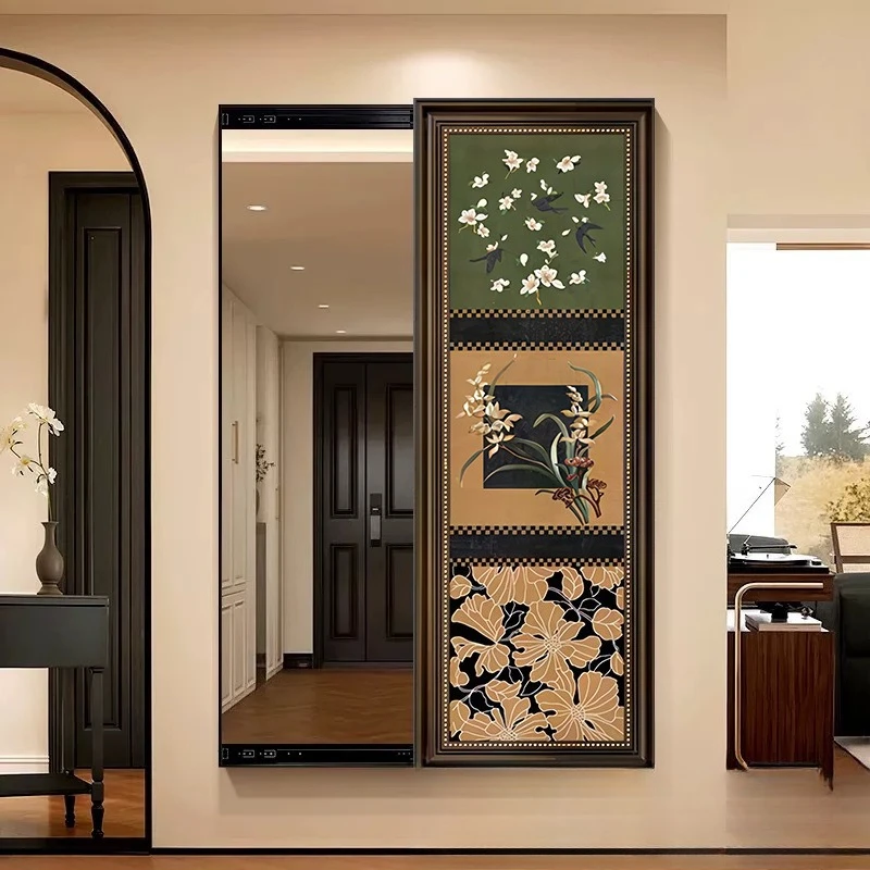 New Chinese-style retro checkered full-length mirror, entrance makeup mirror, decorative painting, multi-purpose
New Chinese-style retro checkered full-length mirror, entrance makeup mirror, decorative painting, multi-purpose