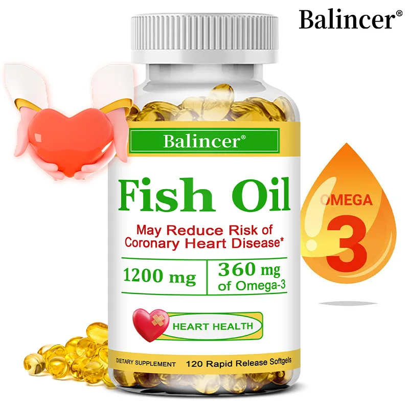 Fish Oil Softgels Omega 3 - with EPA and DHA for Heart, Eye, Brain and Cardiovascular Health, for Men and Women
Fish Oil Softgels Omega 3 - with EPA and DHA for Heart, Eye, Brain and Cardiovascular Health, for Men and Women