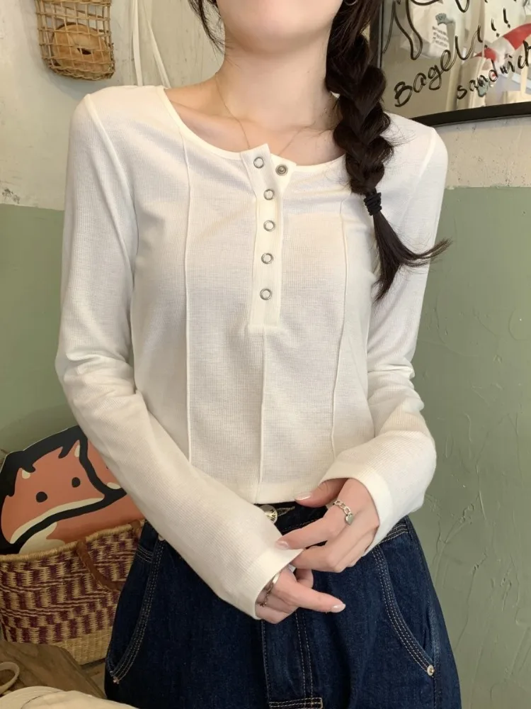 Slimming Fibone Design Long Sve ort T-irt Women's Chic Sweet And Spicy Hong Kong Sle Commute Korean Version High W...
Slimming Fibone Design Long Sve ort T-irt Women's Chic Sweet And Spicy Hong Kong Sle Commute Korean Version High W...