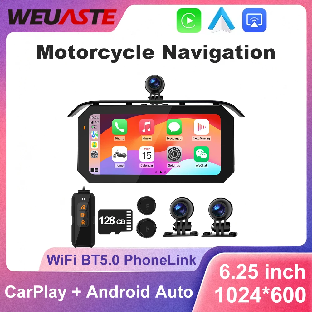 6.25 Motorcycle GPS Navigation Recorder Wireless CarPlay Android Auto Multimedia Player IPX7 Waterproof Screen Bluetooth New
6.25 Motorcycle GPS Navigation Recorder Wireless CarPlay Android Auto Multimedia Player IPX7 Waterproof Screen Bluetooth New
