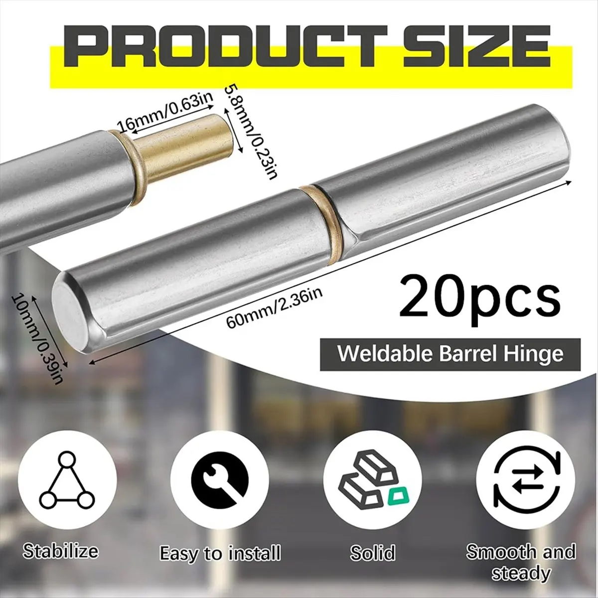 *ESTR 20 Pcs Weldable Barrel Hinges 2-1/2in Long 3/8in Diameter Carbon Steel Barrel Hinges Weld on Detachable Gate Door Hinge
*ESTR 20 Pcs Weldable Barrel Hinges 2-1/2in Long 3/8in Diameter Carbon Steel Barrel Hinges Weld on Detachable Gate Door Hinge