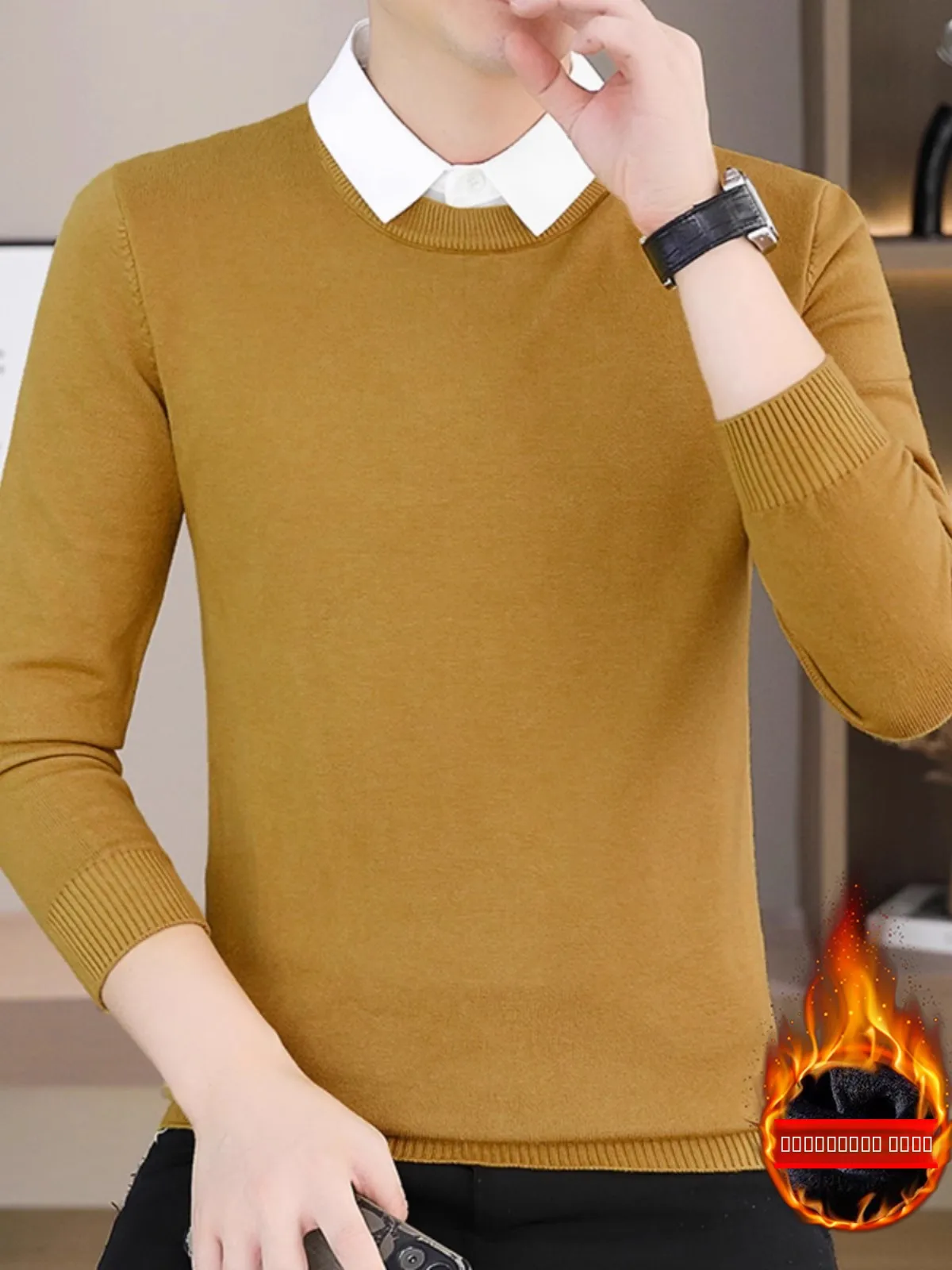 Men's Winter Fce Lined Knitted irt Collar Sweater Casual Pure Color Busin Leisure Knitwear Comfortable Fit Long Sve
Men's Winter Fce Lined Knitted irt Collar Sweater Casual Pure Color Busin Leisure Knitwear Comfortable Fit Long Sve